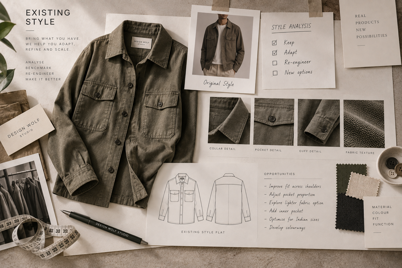 Existing garment analysis and adaptation/re-engineering context.